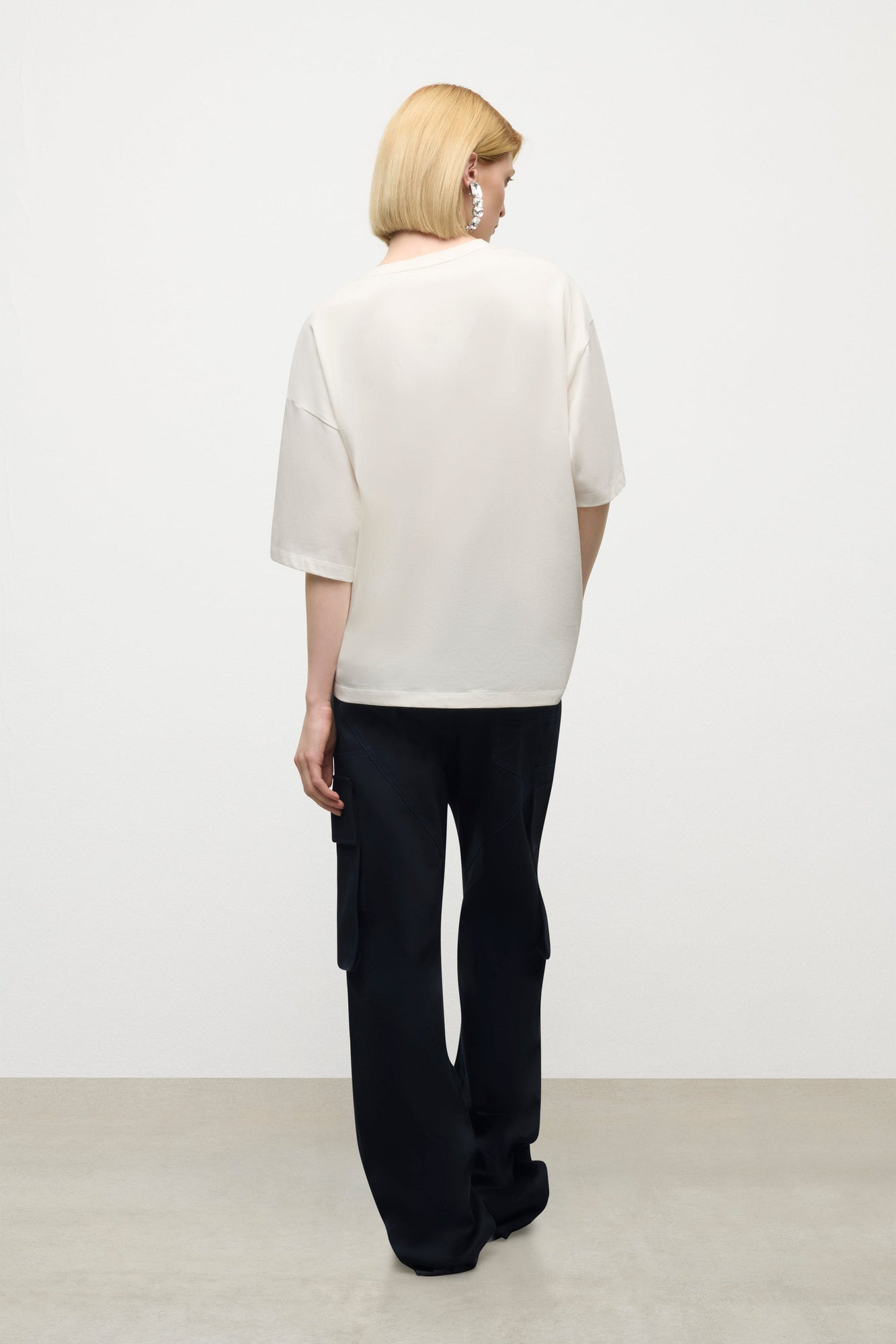 Embroidered Flower Cargo Pant | Midnight Blue