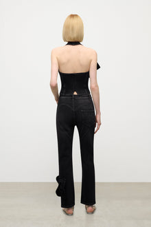 Denim Bow Straight Leg Jean | Washed Black