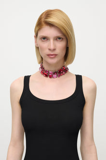 Ombre Crystal Cluster Choker Necklace | Ombre Pink