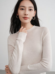 Wool Knit Top Sweater | White