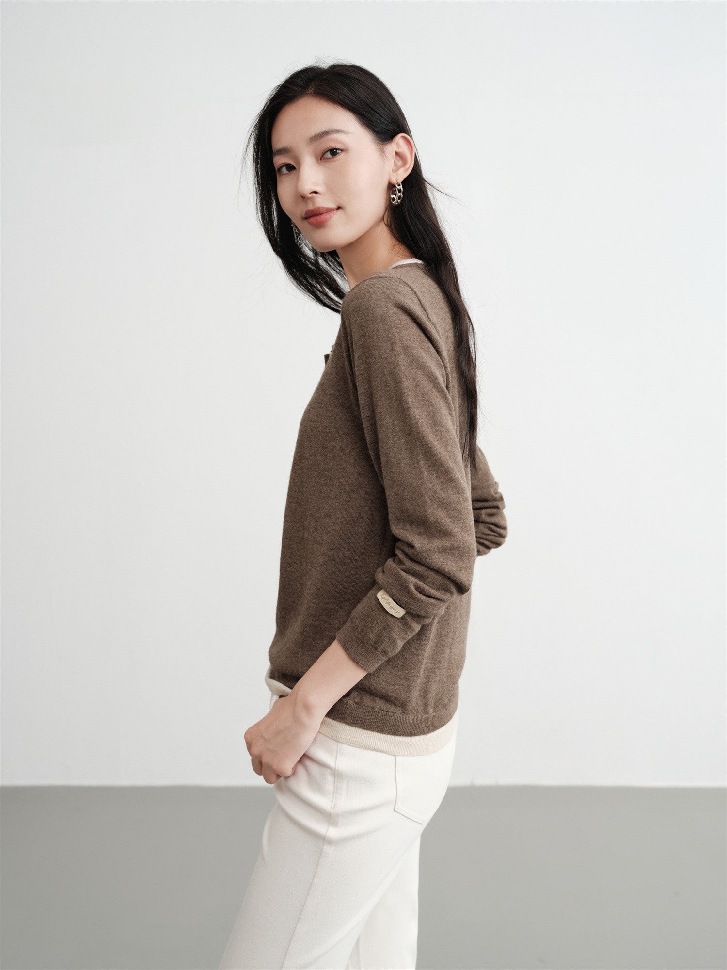 Layered-Look Pullover | Camel