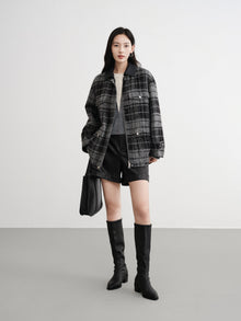 Layered Collar Soft Wool Cashmere Old Money Style Sweater | Grey