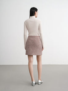 Tweed High-Waist Tweed-Style Skirt | Wine Red