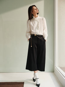 TENCEL Wool-Blend Air-Layer Trousers | Black