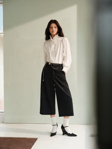 TENCEL Wool-Blend Air-Layer Trousers | Black