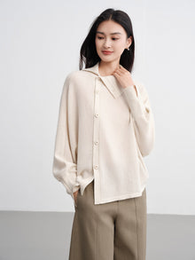 Asymmetric Soft Knit Top Sweater | White