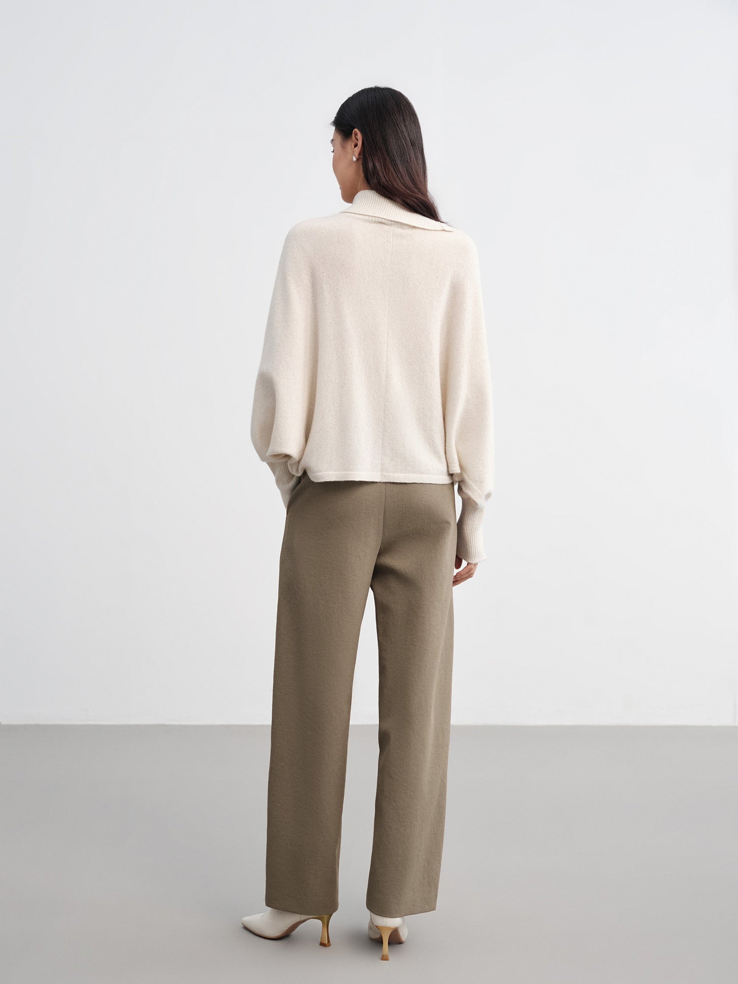 Asymmetric Soft Knit Top Sweater | White