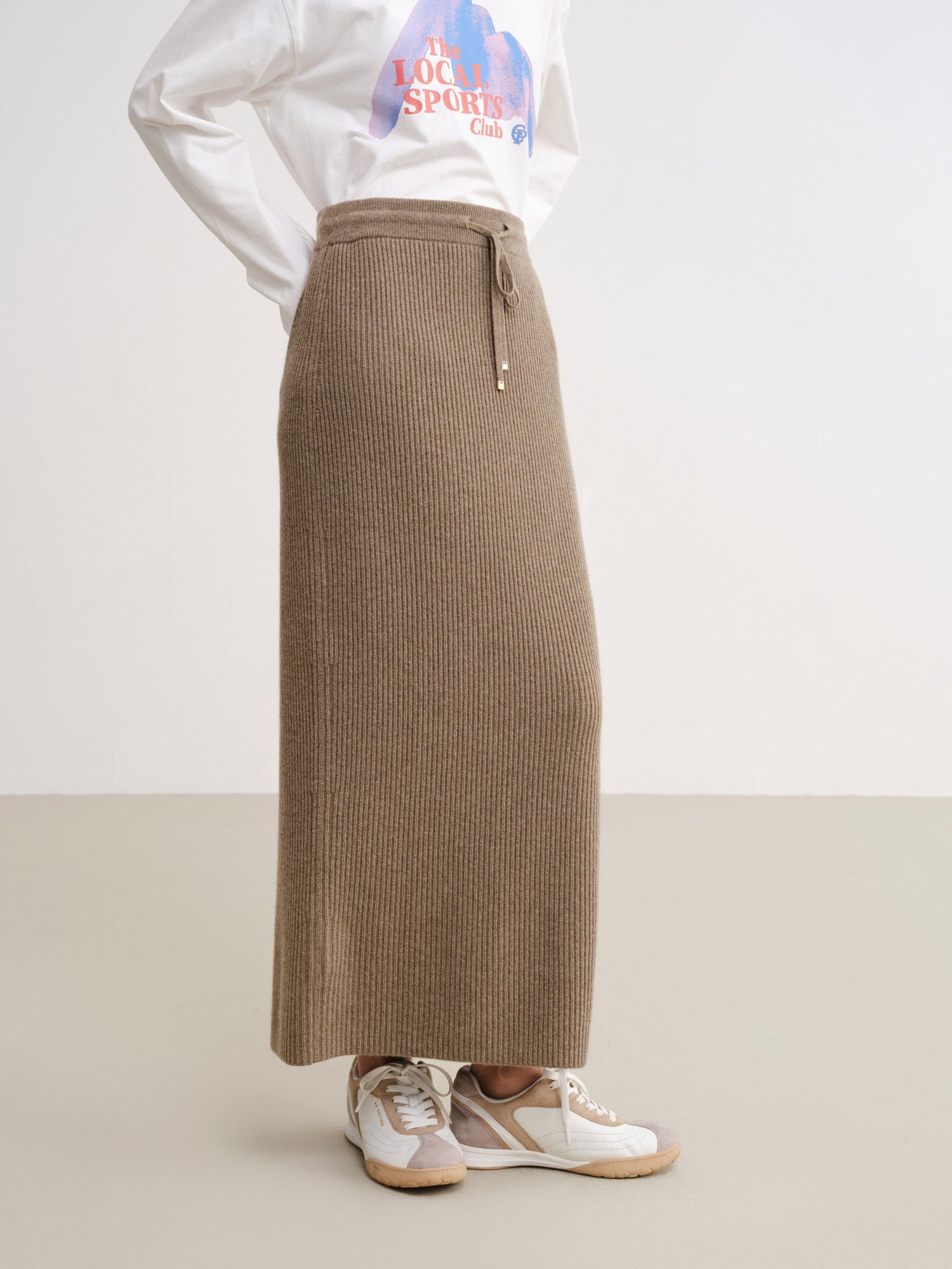 Ribbed Cashmere Skirt | Brown