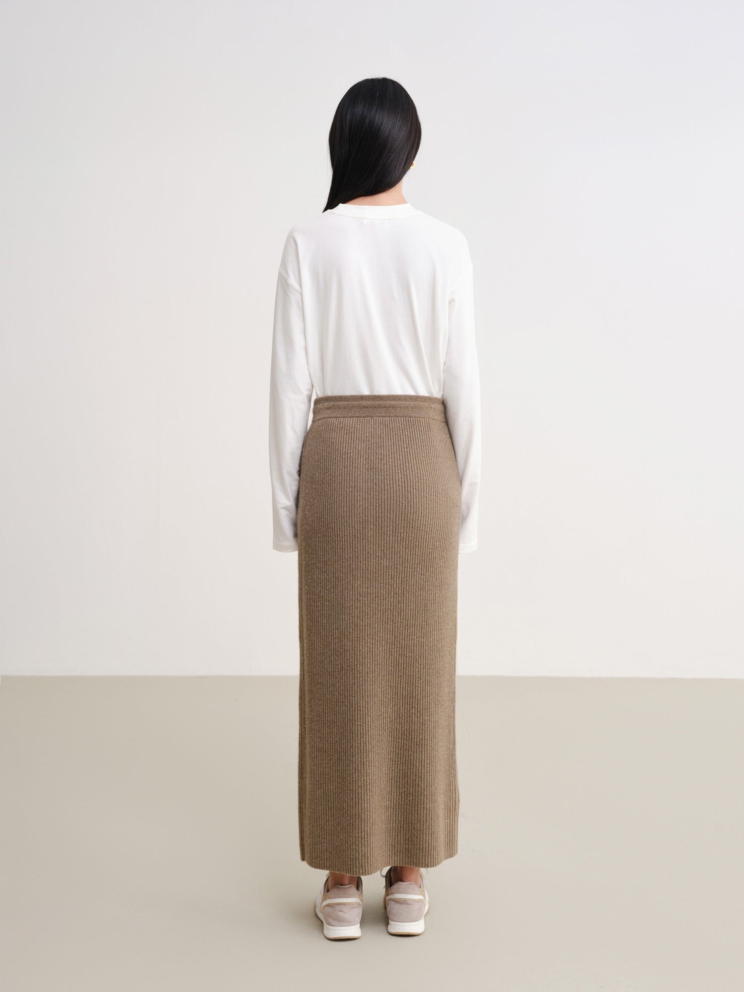 Ribbed Cashmere Skirt | Brown