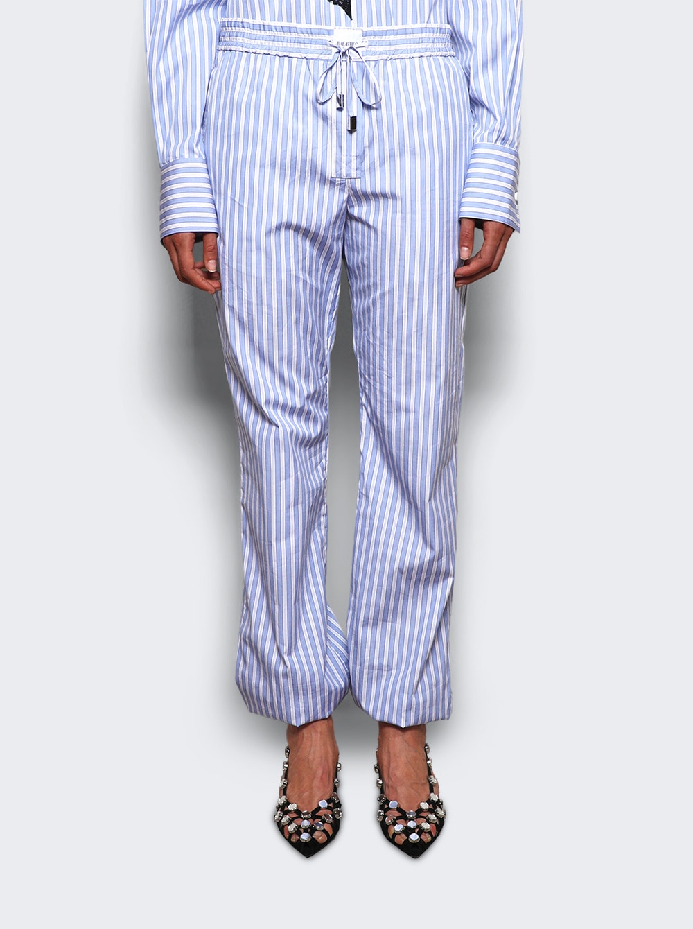 Women | The Attico | Striped Pants White And Navy | Blue