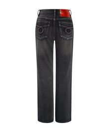 Charlie High Waist Slim Flared Denim Jeans | Faded Black