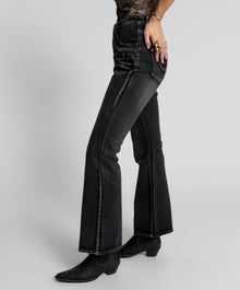 Charlie High Waist Slim Flared Denim Jeans | Faded Black