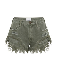 Rollers Low Waist Denim Shorts | Military Khaki