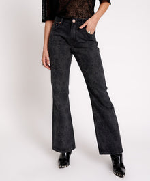 Charlie High Waist Slim Flared Denim Jeans | Black Lace