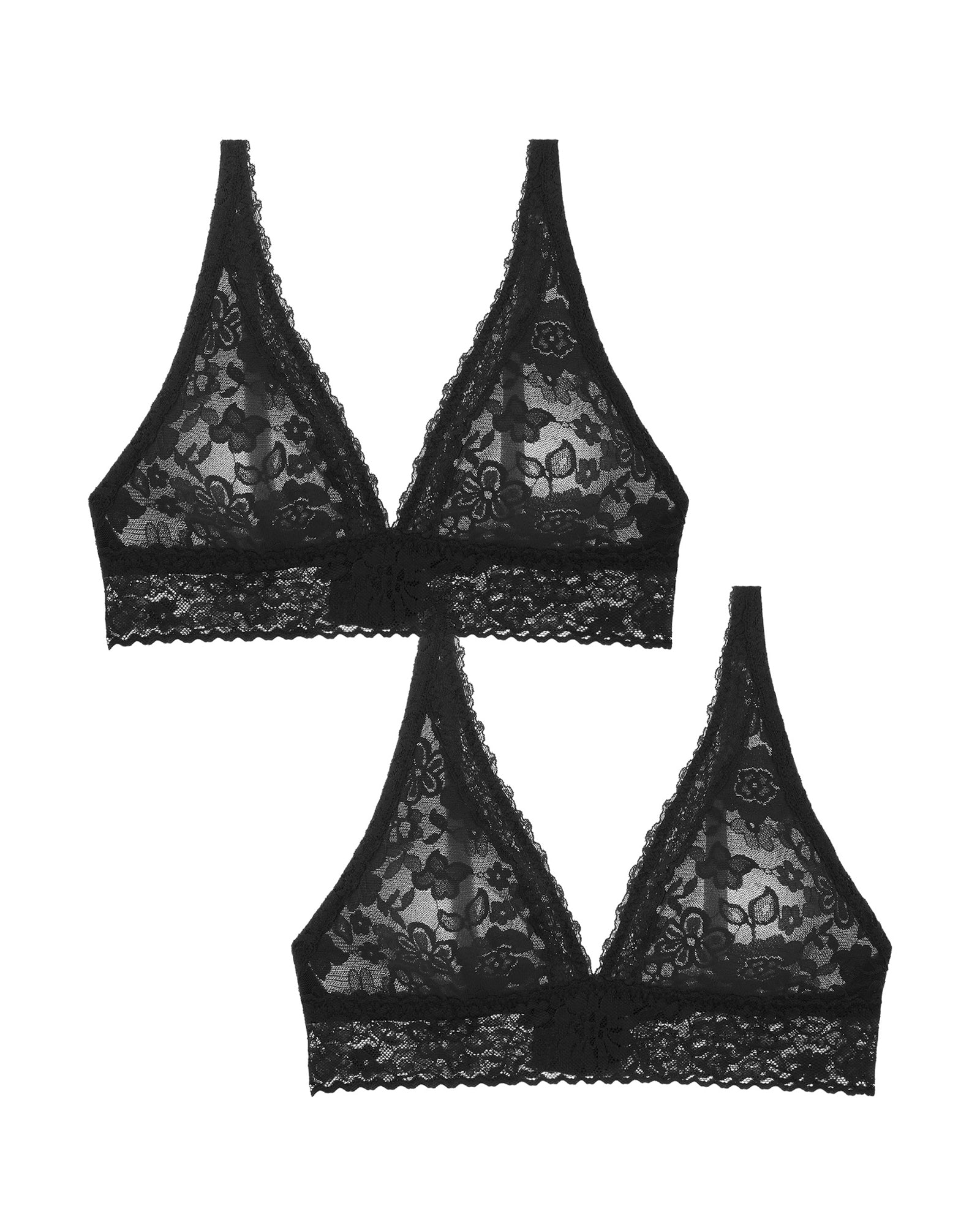 2 Pack | Journelle x Hanky Panky Lace Plunge Bralette  | Black x Black