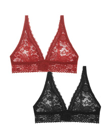 2 Pack | Lace Plunge Bralette  | Black x Shiraz