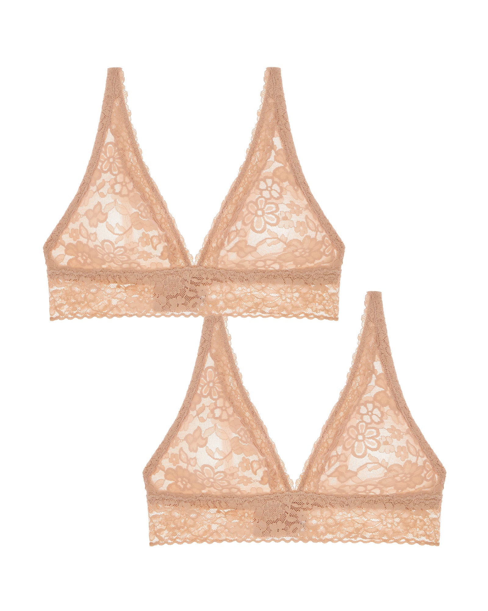 2 Pack | Lace Plunge Bralette  | Taupe x Taupe