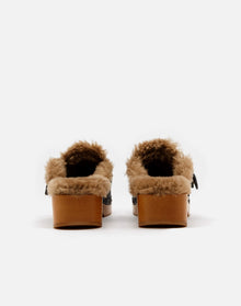 Womens | 70s Shearling Clog | Cognac Suede and Shearling