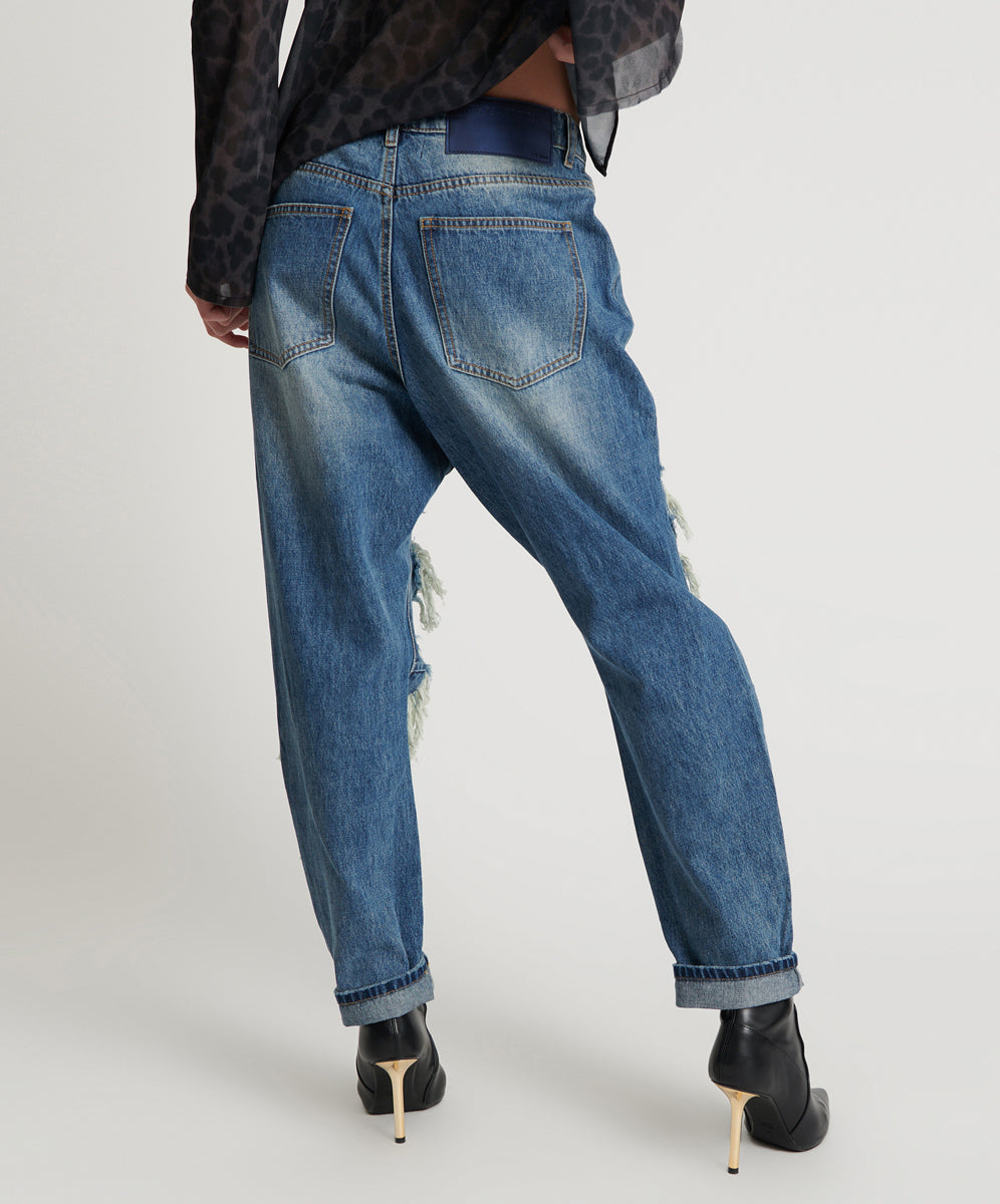 Saints Low Waist Boyfriend Denim Jeans | Blue Love