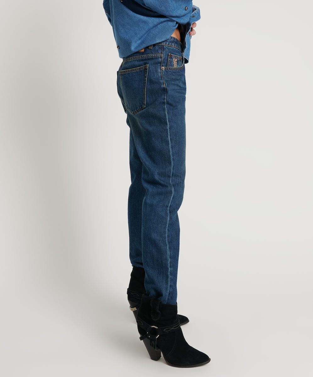 Truckers Mid Waist Straight Leg Denim Jeans | Royal Blue