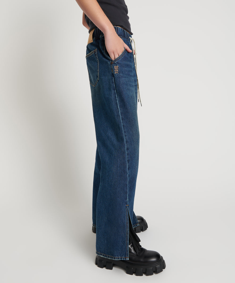 Roadhouse Wide Leg Drawstring Denim Jeans | Royal Blue