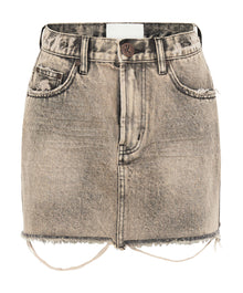 2020 High Waist Mini Denim Skirt | Rust