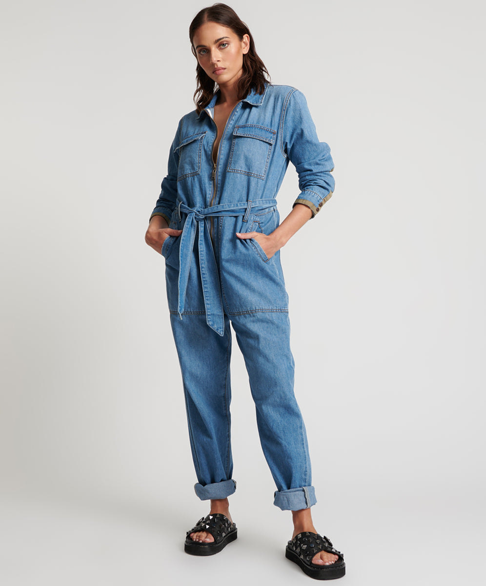 Claudia Long-Length Denim Overalls | Ciao Blue