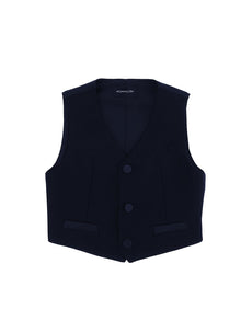 Boys | Classic Waistcoat With Satin Details | Dark Blue