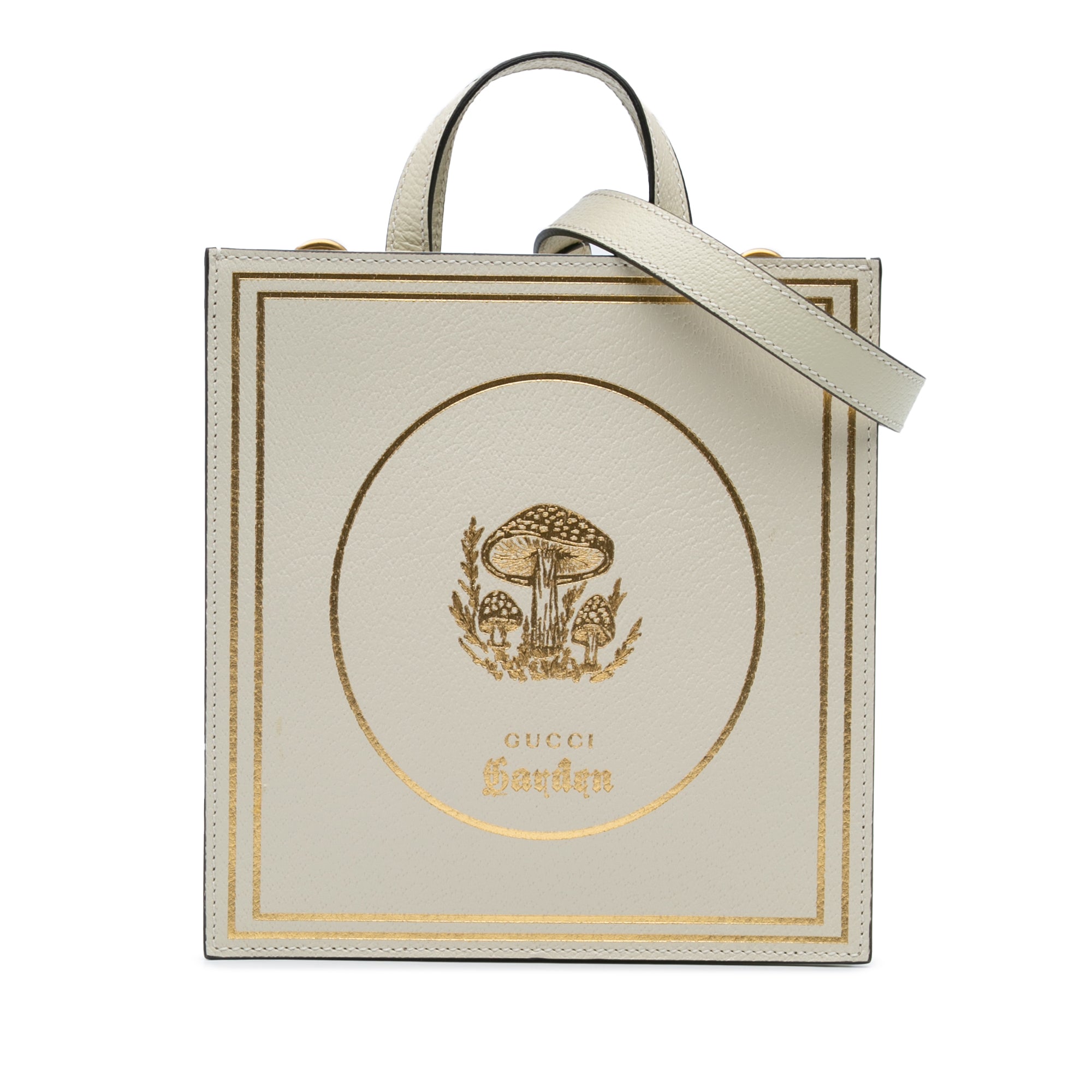 Gucci | Pre-Owned Garden Calfskin Mushrooms Vertical Shopping Tote | Brown/Beige