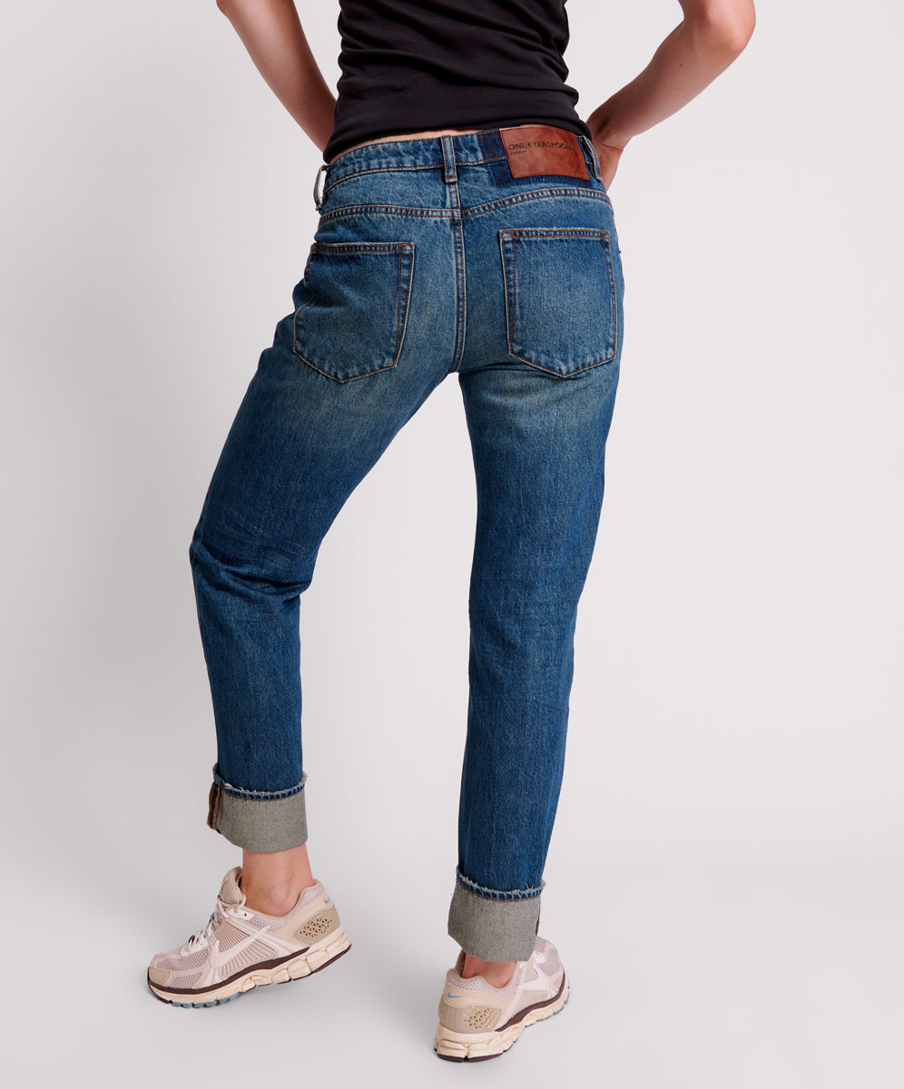 Truckers Low Waist Straight Leg Jeans | Gritty Blue