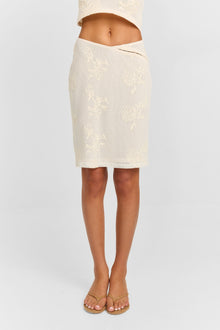 Lola Midi Skirt | White Crochet Floral