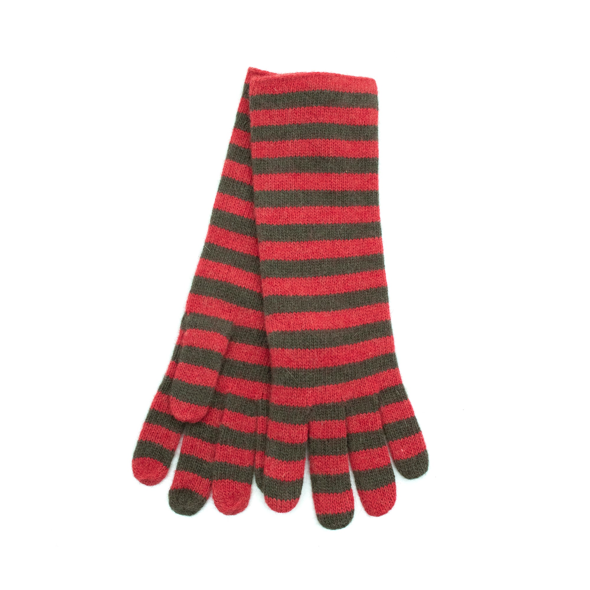 Womens | Striped Gloves | Strawberry/Dark Khaki