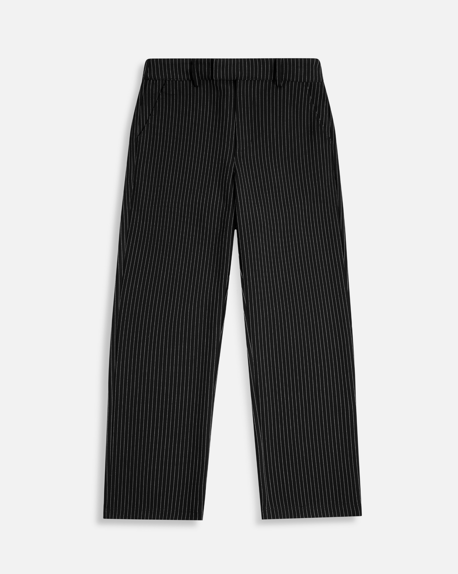 Black Pinstripe Trousers | Black