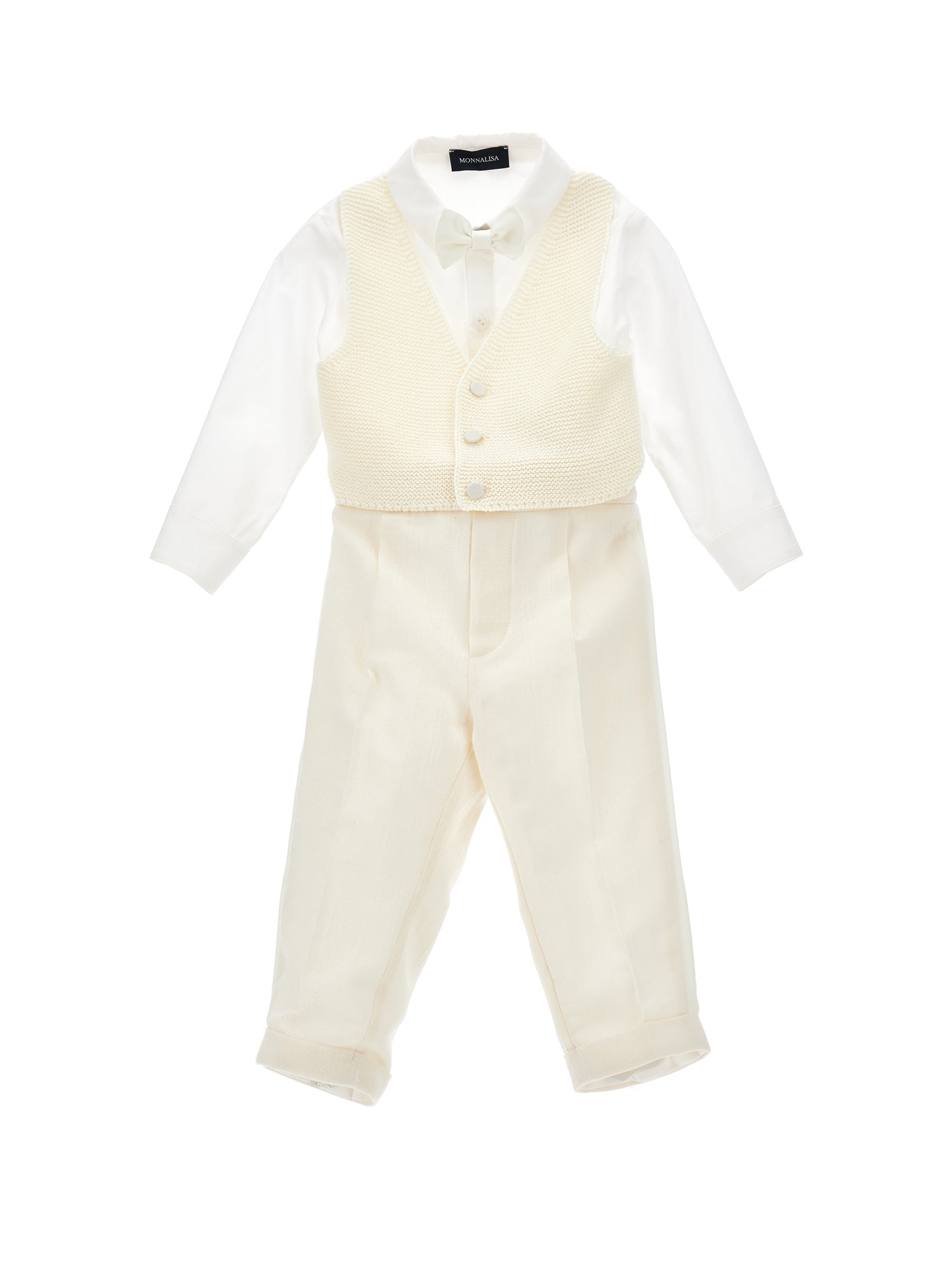 Boys | Elegant Knitted Waistcoat Suit | Ecru/Cream