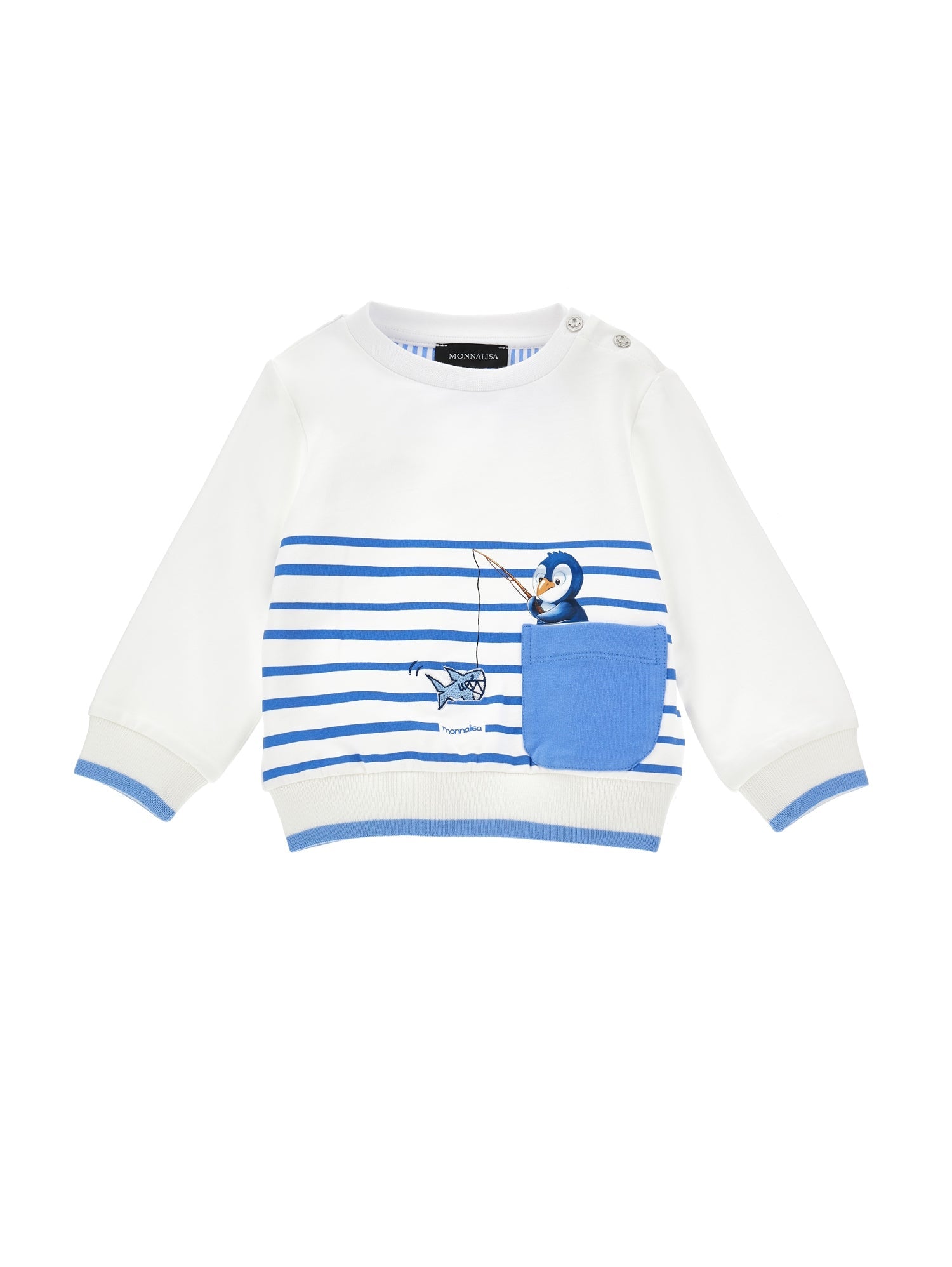 Boys | Farm Animal Crewneck Sweatshirt | White/Bluette