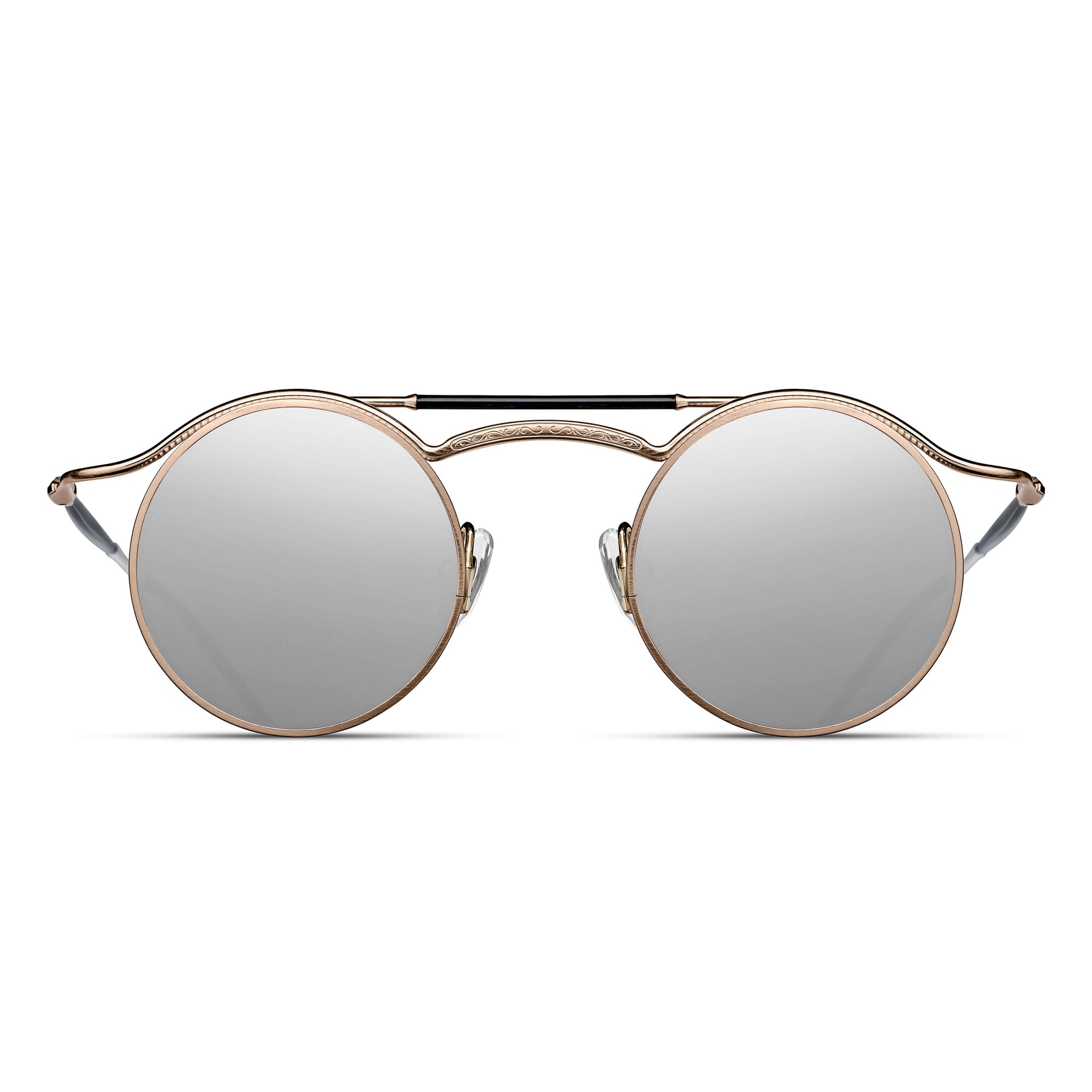 2903H Round Sunglass | Brushed Rose Gold | Silver Mirror Lenses | 43M