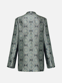 Silk Jacquard Blazer Jacket | Grey
