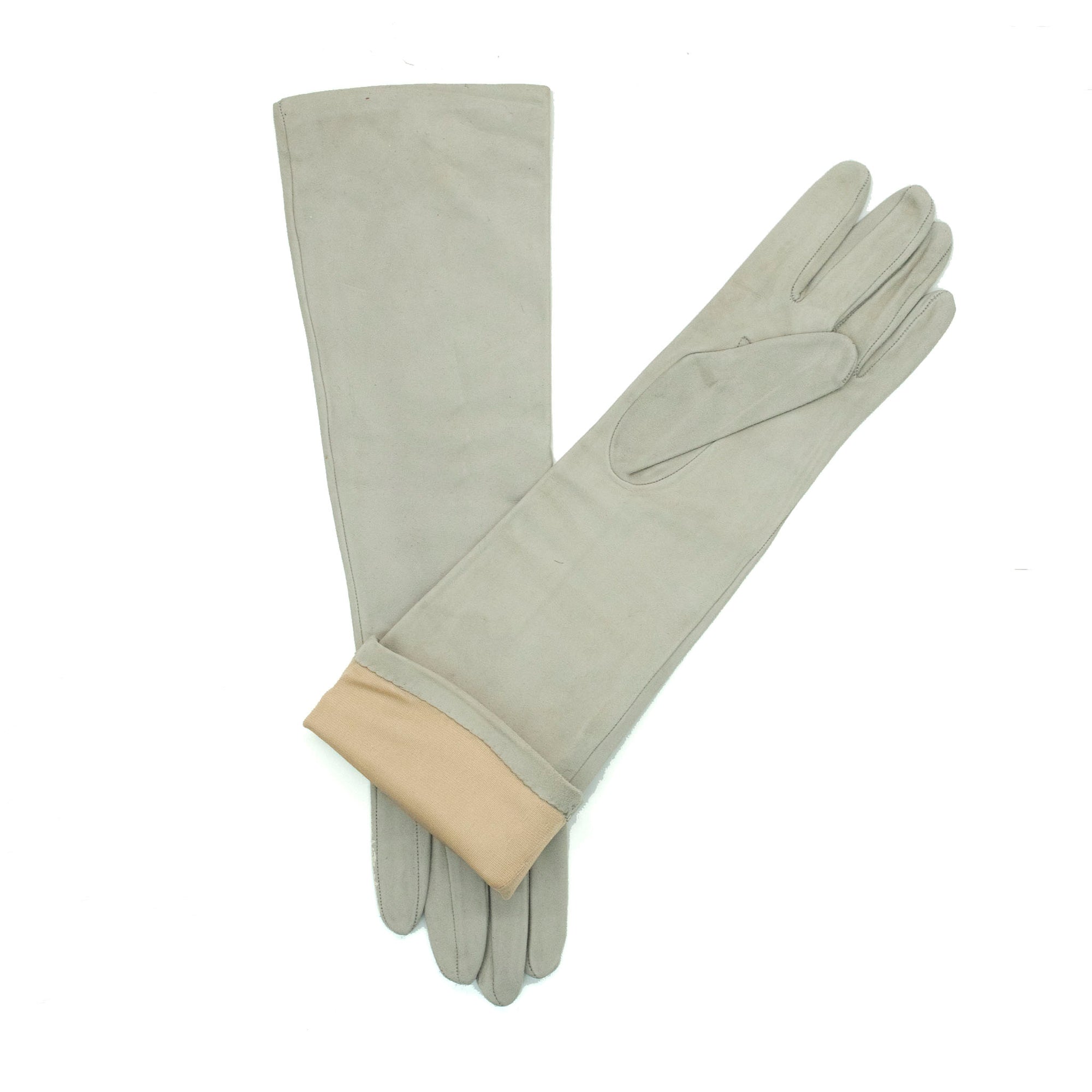 Womens | Long Suede Gloves | Dove Grey