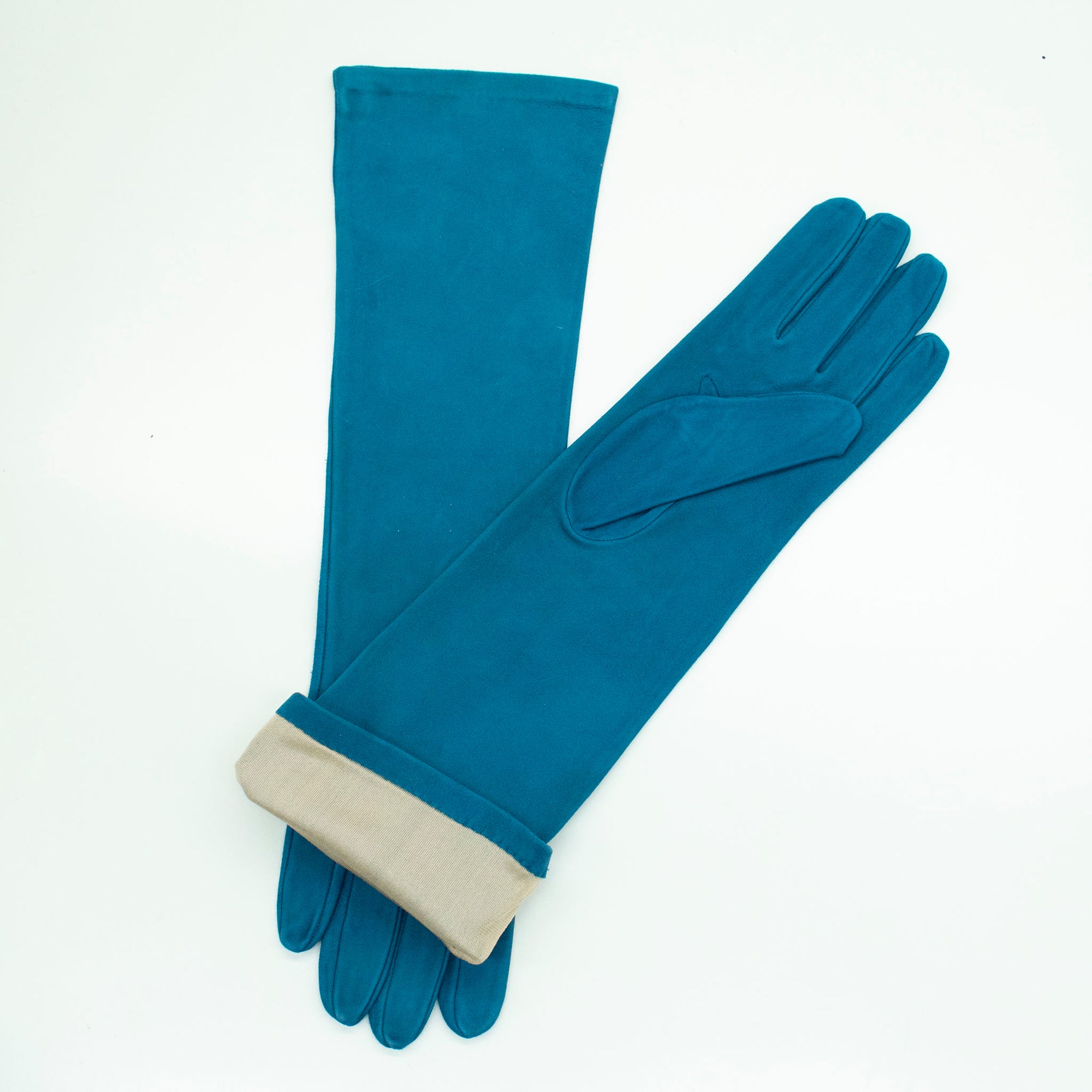 Womens | Long Suede Gloves | Moroccan Blue