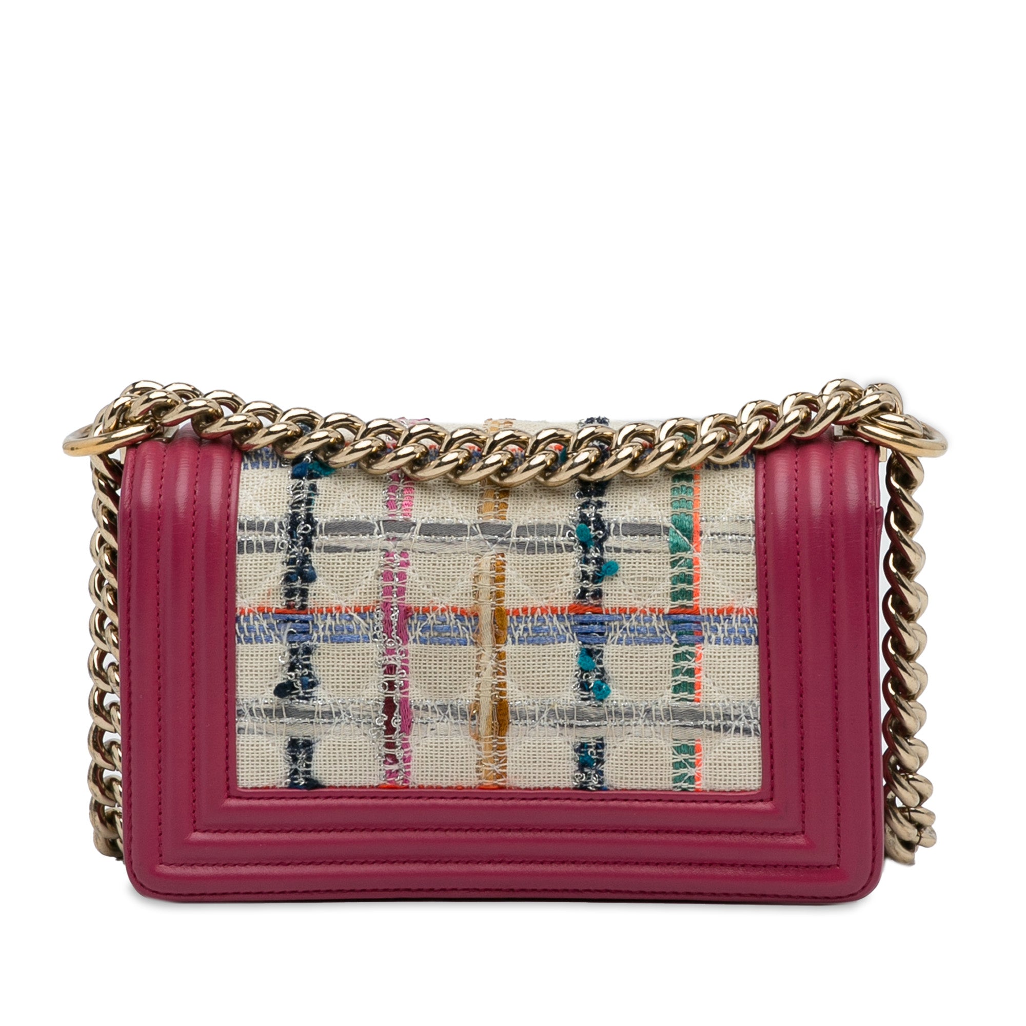 Chanel | Pre-Owned Small Tweed Boy Bag | Pink Multi