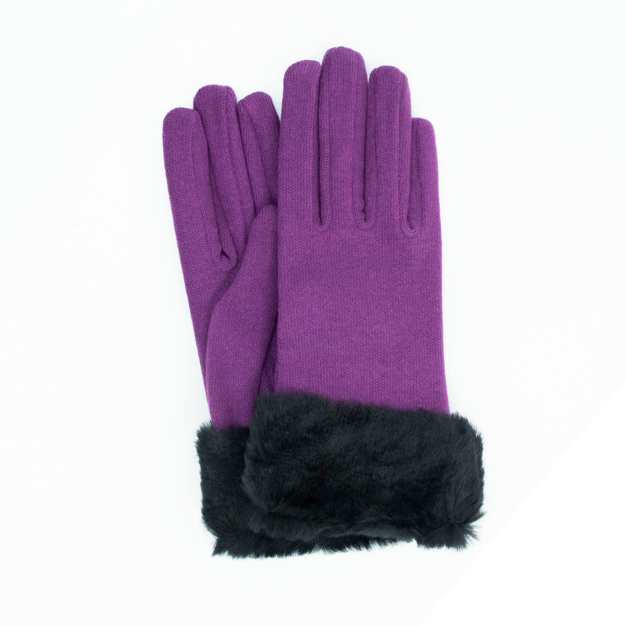 Womens | Gloves with Fur Cuff | Amethyst/Black