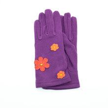 Womens | Gloves with Leather Flowers | Amethyst