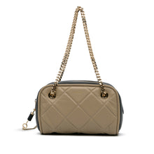 Burberry | Pre-Owned Quilted Cube Chain Shoulder Bag | Brown/Taupe
