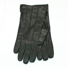 Leather Gloves With Contrast Color Stitches | Black/Sage