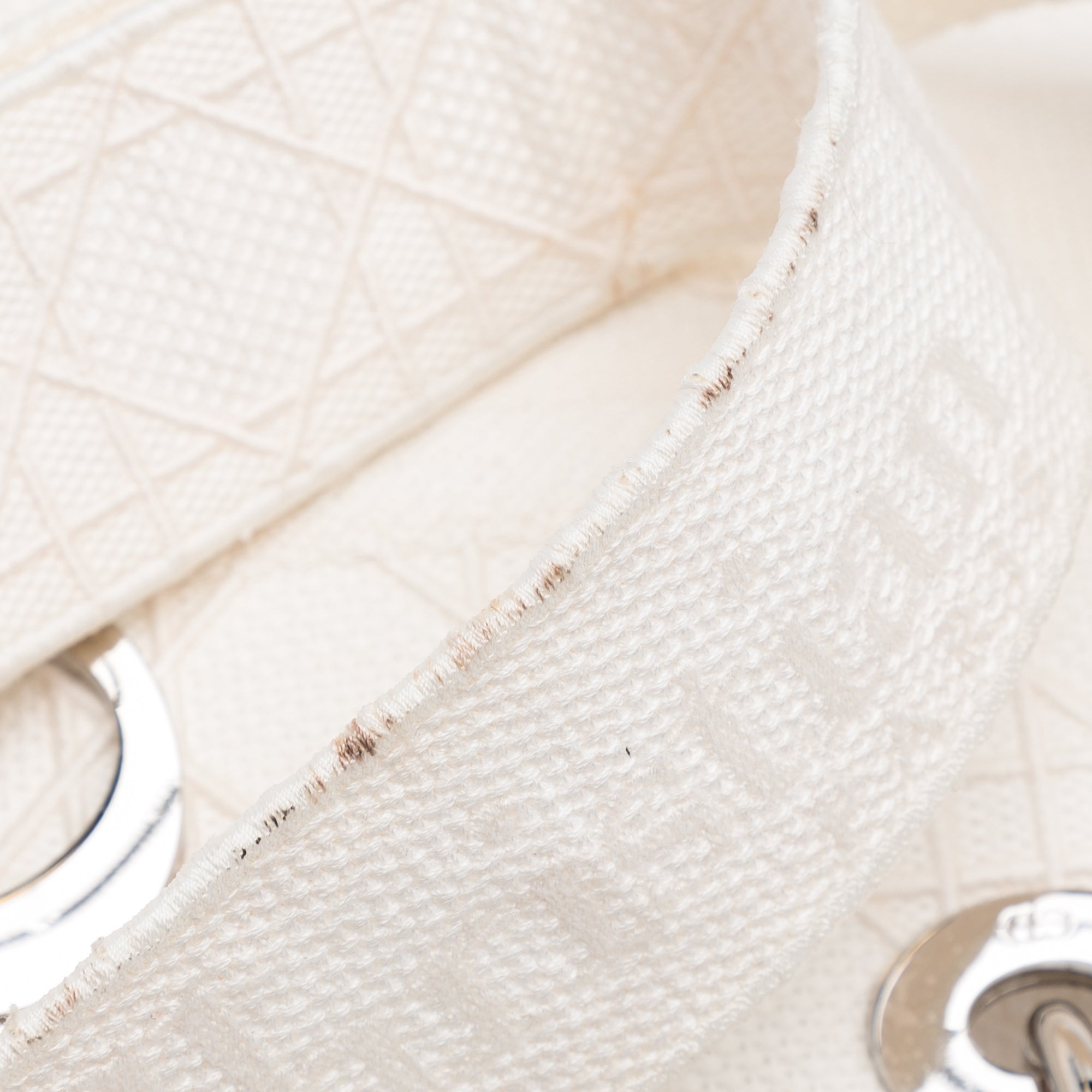 Dior | Pre-Owned Medium Canvas Cannage Lady D Lite - II | White