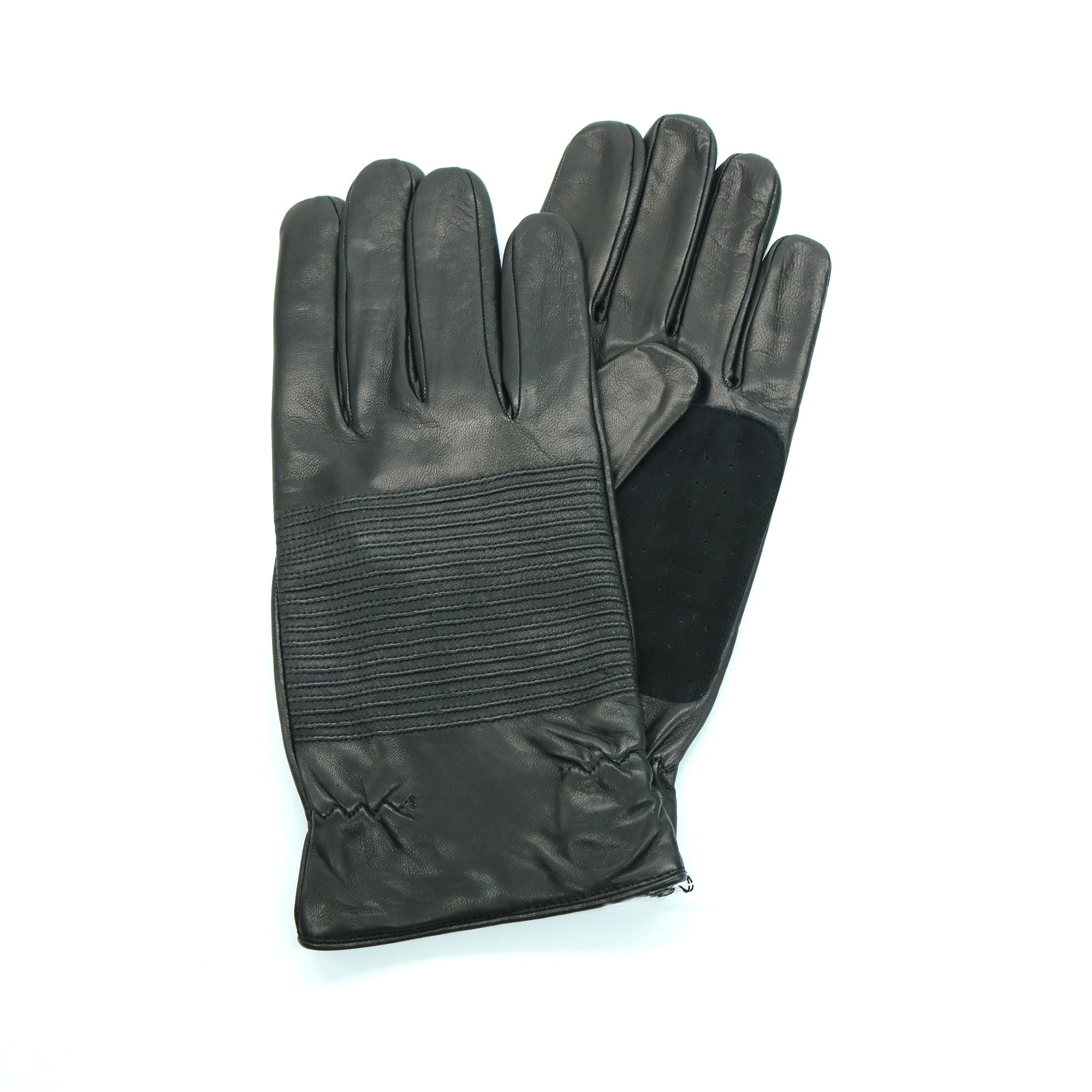 Men's Leather Gloves With Suede Palm | Black