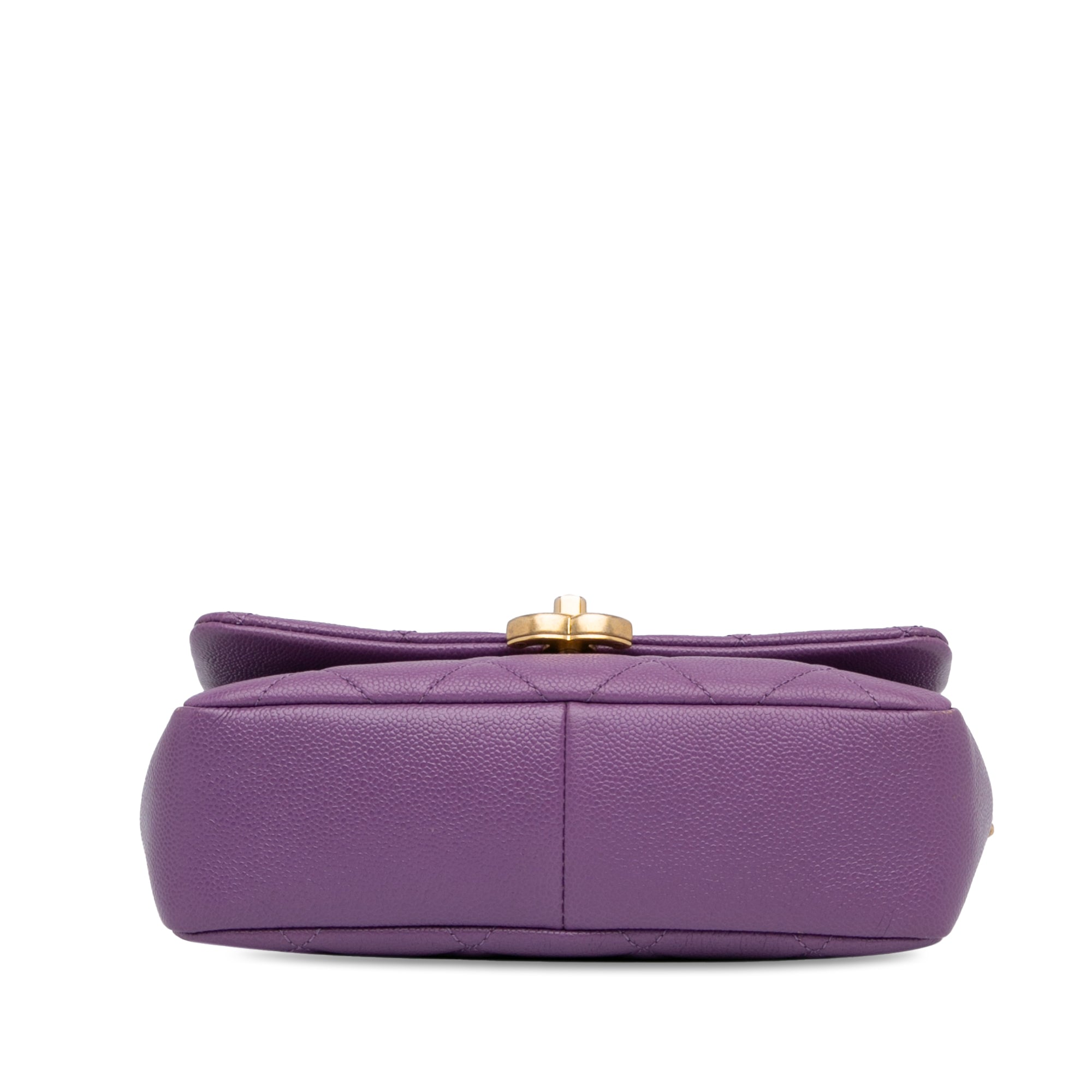 Chanel | Pre-Owned Small Quilted Caviar Chain Melody Flap | Purple