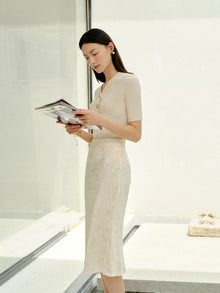 Mermaid Hem Floral Dress | White