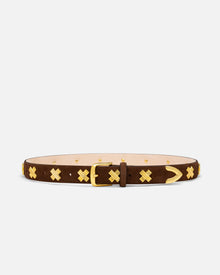 X Studded Belt | Chocolate/Gold