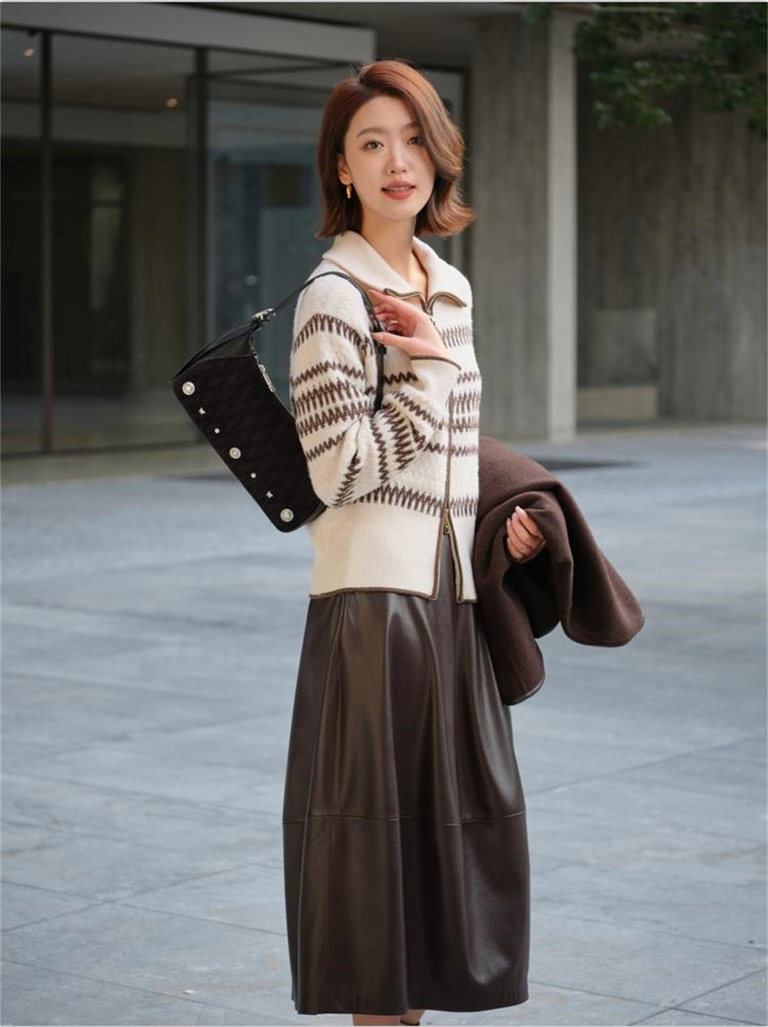 Yak Wool Ethnic-Style Zippered Collar Coat | Beige
